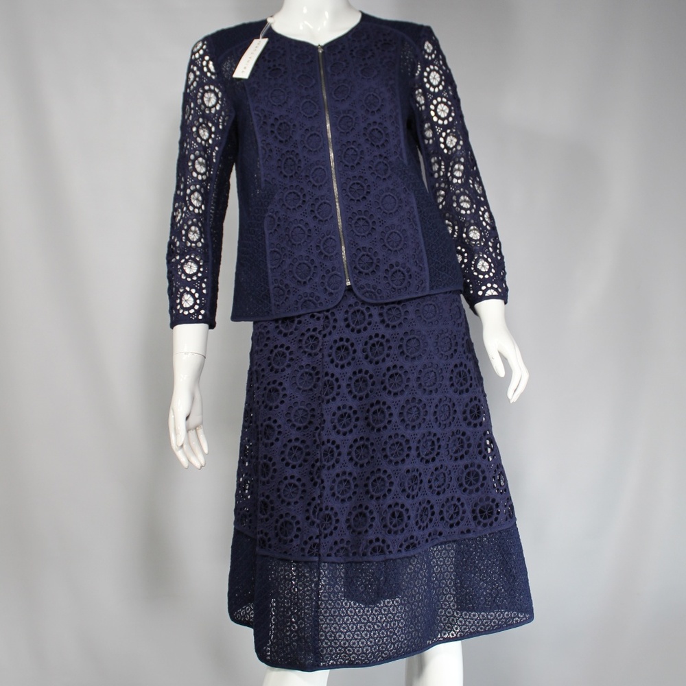 NWT Trina Turk Blue Eyelet Lace TwoPiece Skirt Set